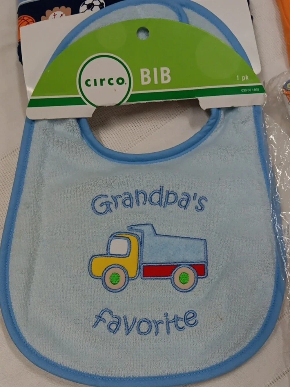 Circo Blue Bib with Orange Bodysuit and Yellow Printed Onesie